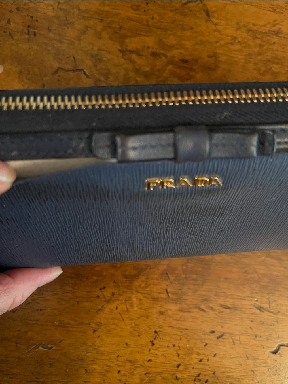 Prada Navy Leather Zip Wallet / used condition - Picture 2 of 12